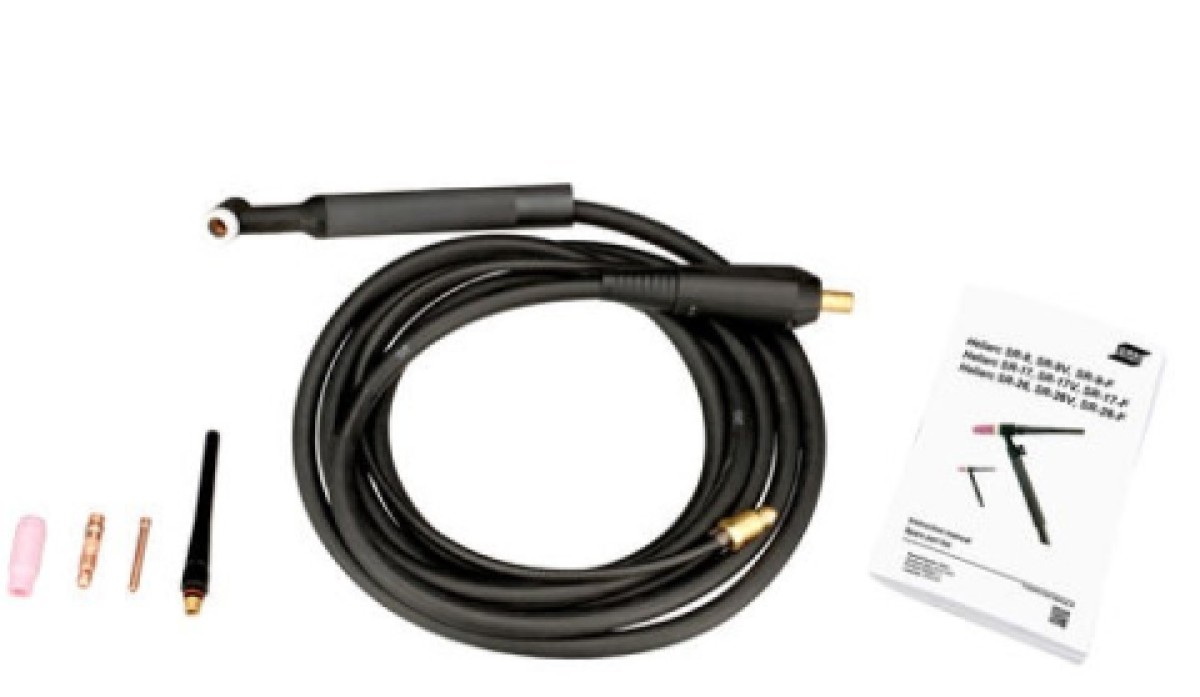 0700026614 - Heliarc SR-17V TIG Torch - Air-cooled with Gas-valve - 2.4 mm (3/32 in.) - 3.8 m (12.5 ft)
